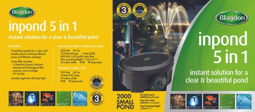 Blagdon Inpond 5in1 2000 Combined Pond Filter, UVC & Pump 4 Blagdon Inpond 5in1 2000 Combined Pond Filter, UVC & Pump - Image 2