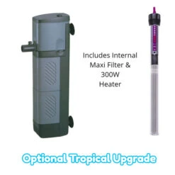 Aqua One AquaVogue 245 Litre Aquarium And Cabinet Black Gloss -Fish Shop Aqua One Tropical Upgrade Maxi 104 and 300w Heater 07679.1674823823