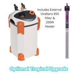 Aqua One AquaVogue 170 Litre Aquarium And Cabinet Black Gloss -Fish Shop Aqua One Tropical Upgrade Ocellaris 850 and 200w Heater 94396.1674820933